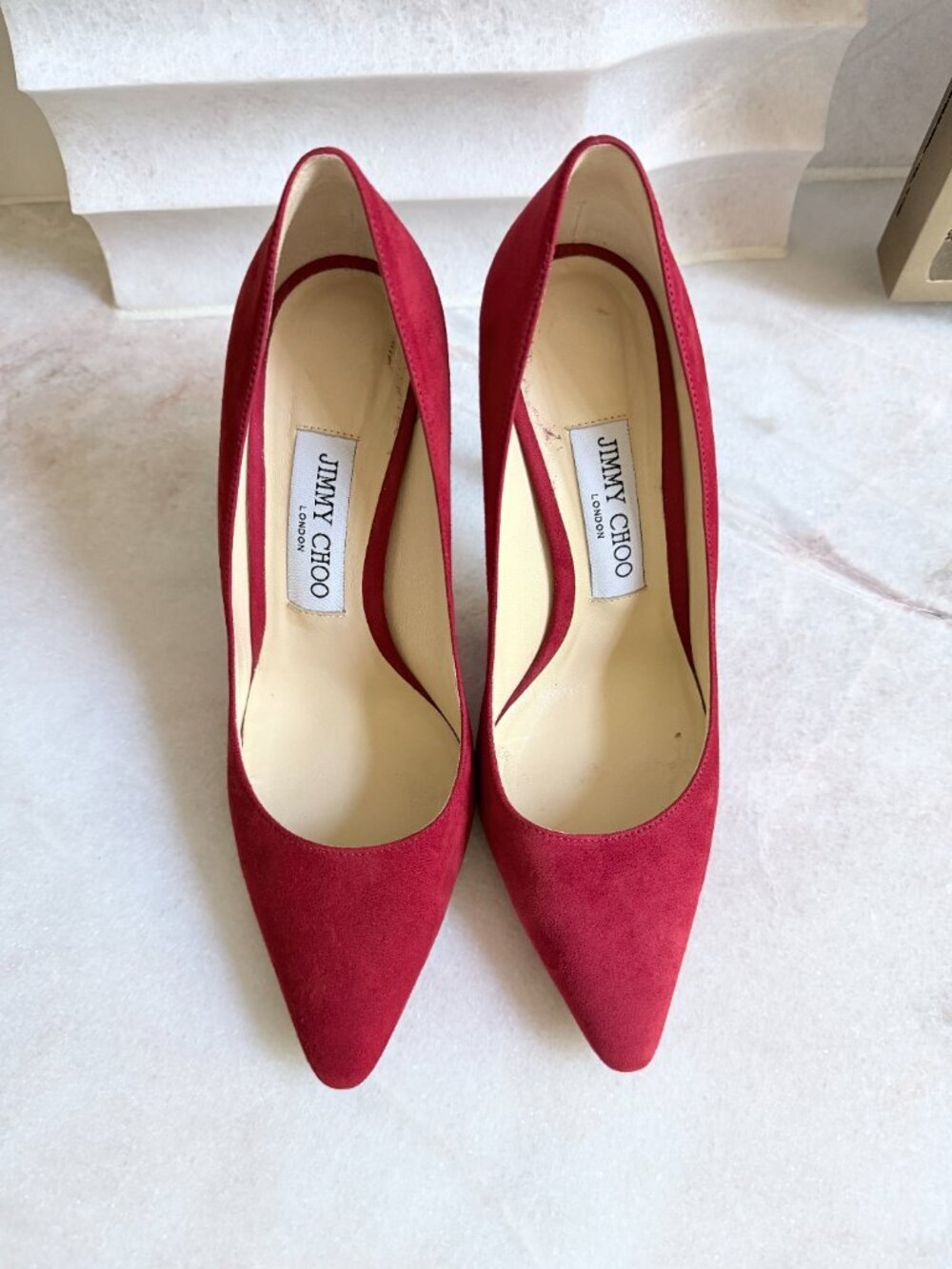 Jimmy Choo Romy 100 Red Suede Pumps - Picture 9 of 14